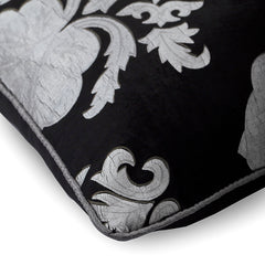 Behind The Damask - Black Velvet Throw Pillow Cover