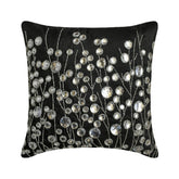 Black Crystal Garden - Black Art Silk Decorative Euro Sham