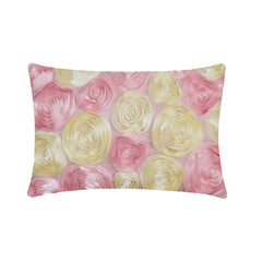 Blossom Bloom - Art Silk Pink Decorative Lumbar Pillow Cover