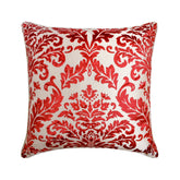 Cayenne Red Damask - Cayenne Red Burnout Velvet Decorative Euro Sham