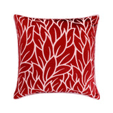 Cayenne Red Leaves - Cayenne Red Burnout Velvet Throw Pillow Cover