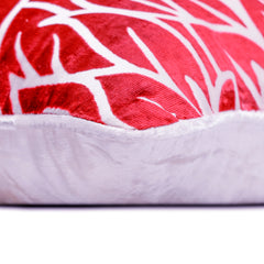 Cayenne Red Leaves - Cayenne Red Burnout Velvet Throw Pillow Cover