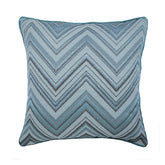 Chevron Blues - Blue Jacquard Silk Decorative Euro Sham