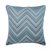 Chevron Blues - Blue Jacquard Silk Throw Pillow Cover
