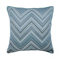 Chevron Blues - Blue Jacquard Silk Decorative Euro Sham