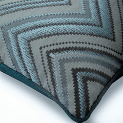 Chevron Blues - Blue Jacquard Silk Throw Pillow Cover