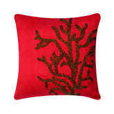 Coral Rhapsody - Red Art Silk Decorative Euro Sham