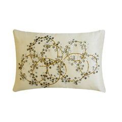 Crystal Clear - Art Silk Ivory Decorative Lumbar Pillow Cover