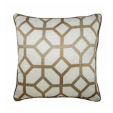 Deco Trellis - Beige Silk Throw Pillow Cover