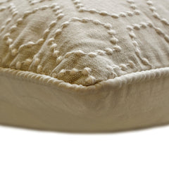 Fresh Linen - Beige Linen Embroidered Throw Pillow Cover