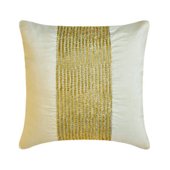 Gold Gleam - Ivory Art Silk Throw Pillow Cover