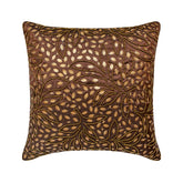 Gold Leaves - Brown Art Silk Throw Pillow Cover