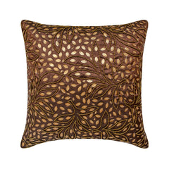 Gold Leaves - Brown Art Silk Decorative Euro Sham