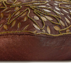 Gold Leaves - Brown Art Silk Decorative Euro Sham
