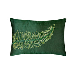 Green Tea - Art Silk Dull Green Decorative Lumbar Pillow Cover