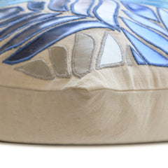 Leaving Blue - Blue Cotton Linen Throw Pillow Cover