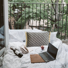 Moroccan Trey - Beige Jacquard Lumbar Pillow Cover