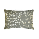 Pearl Leaf Magic - Art Silk Silver Decorative Lumbar Pillow Cover
