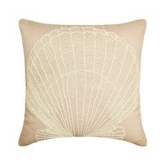 Scallop Shell - Mocha Cotton Linen Decorative Euro Sham