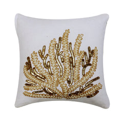 Ivory Linen Pearl Throw Pillow Cover Sea Weed Flow