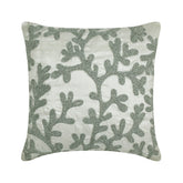 Silver Coral - Silver & White Art Silk Decorative Euro Sham