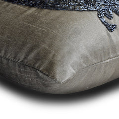 Silver Dancing Peacock - Silver Art Silk Decorative Euro Sham