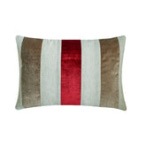 Swathe Cranberry - Red Linen & Velvet Lumbar Pillow Cover