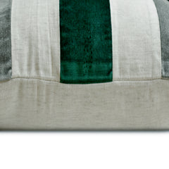 Swathe Emerald - Green Velvet & Linen Lumbar Pillow Cover