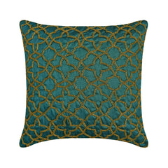 Teal Geometry - Teal Blue Art Silk Throw Pillow Cover