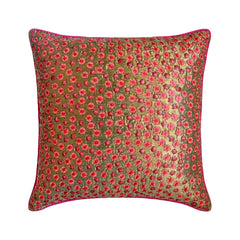 Warmth And Love - Pink Zari Art Silk Throw Pillow Cover