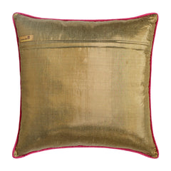 Warmth And Love - Pink Zari Art Silk Throw Pillow Cover