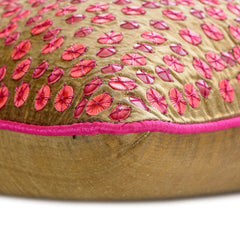 Warmth And Love - Pink Zari Art Silk Throw Pillow Cover