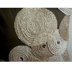 Adorned By Jute - Brown Art Silk Throw Pillow Cover
