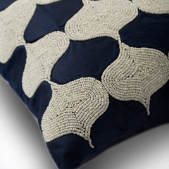 Aladdin - Navy Blue Art Silk Throw Pillow Cover