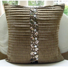 Almost Real - Light Brown Art Silk Decorative Euro Sham