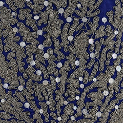 Along The Shore - Royal Blue Cotton Linen Throw Pillow Cover