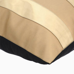 Alternating Beige - Beige Faux Leather Throw Pillow Cover