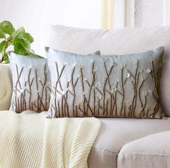 Amour - Art Silk Ivory Decorative Lumbar Pillow Cover