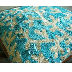 Aqua Ornate Sea Weeds Throw Pillow Cover