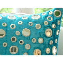 Aqua Reflections - Turquoise Blue Velvet Decorative Euro Sham