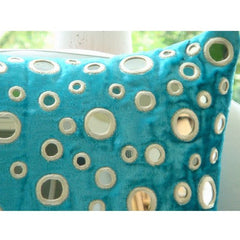 Aqua Reflections - Turquoise Blue Velvet Throw Pillow Cover