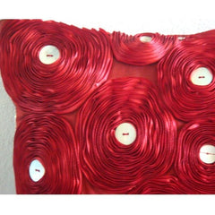 Bed Of Roses - Red Art Silk Throw Pillow Cover