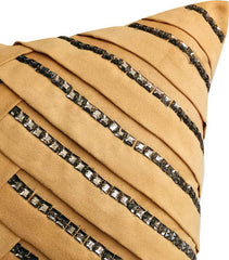 Beige Crystalline - Beige Faux Suede Decorative Euro Sham