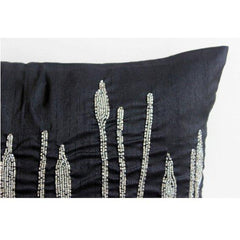 Black Beauty - Black Art Silk Decorative Euro Sham