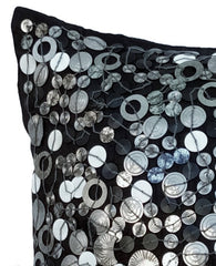 Black Night Beaded Throw Pillow Cover