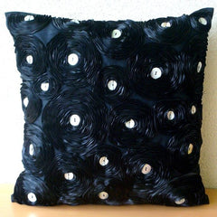 Black Paradise - Black Art Silk Halloween Throw Pillow Cover
