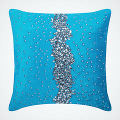 Blue Diamond Girl - Turquoise Blue Art Silk Decorative Euro Sham