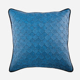 Blue Leather Weave Pillow Cover