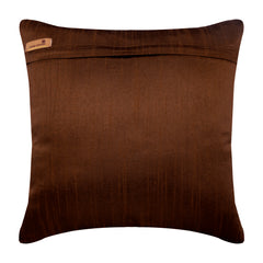 Blue Peacock - Brown Art Silk Throw Pillow Cover