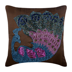 Blue Peacock Pillow Cover